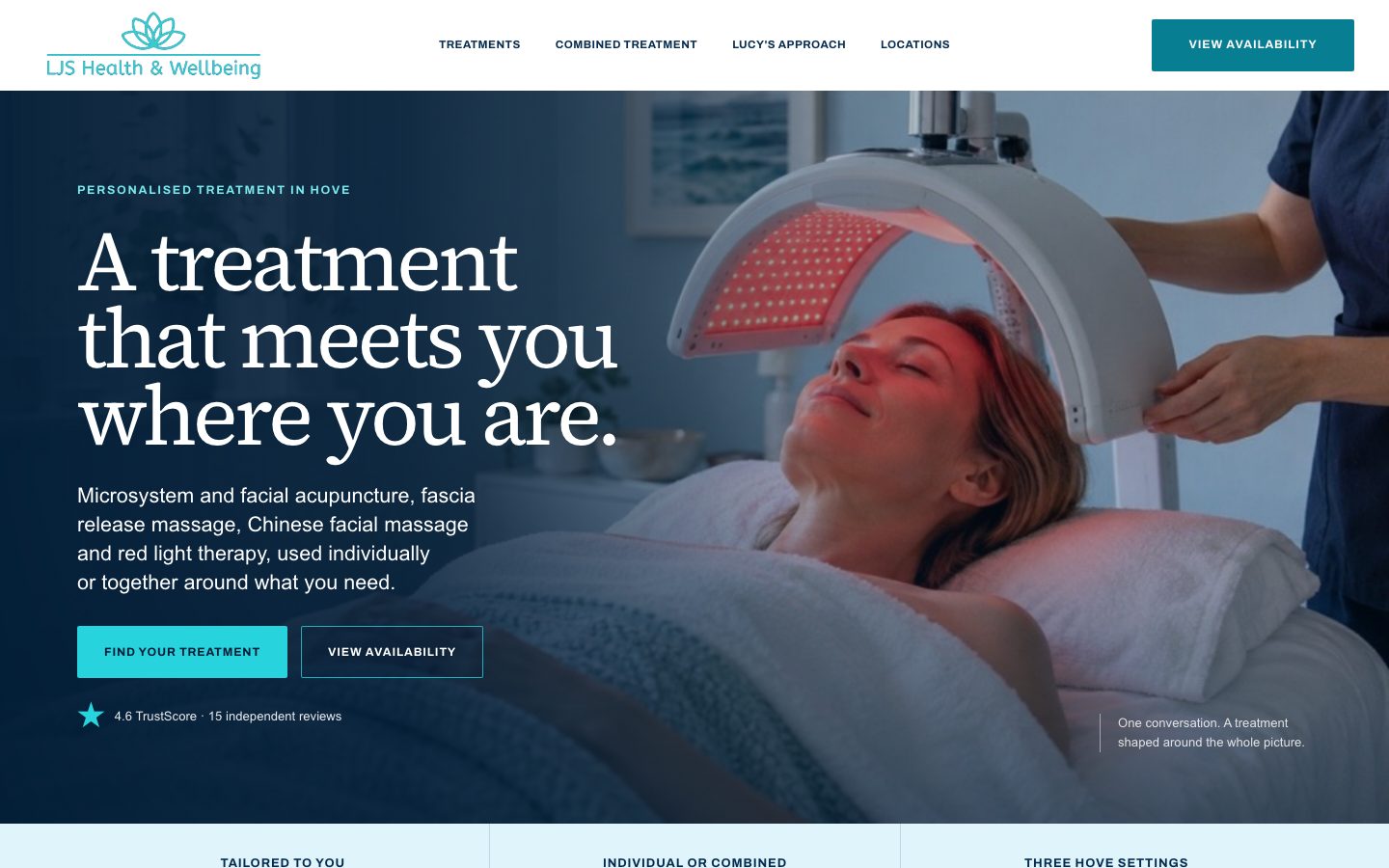 LJS Health and Wellbeing website build for acupuncture and massage treatments with Lucy in Hove.