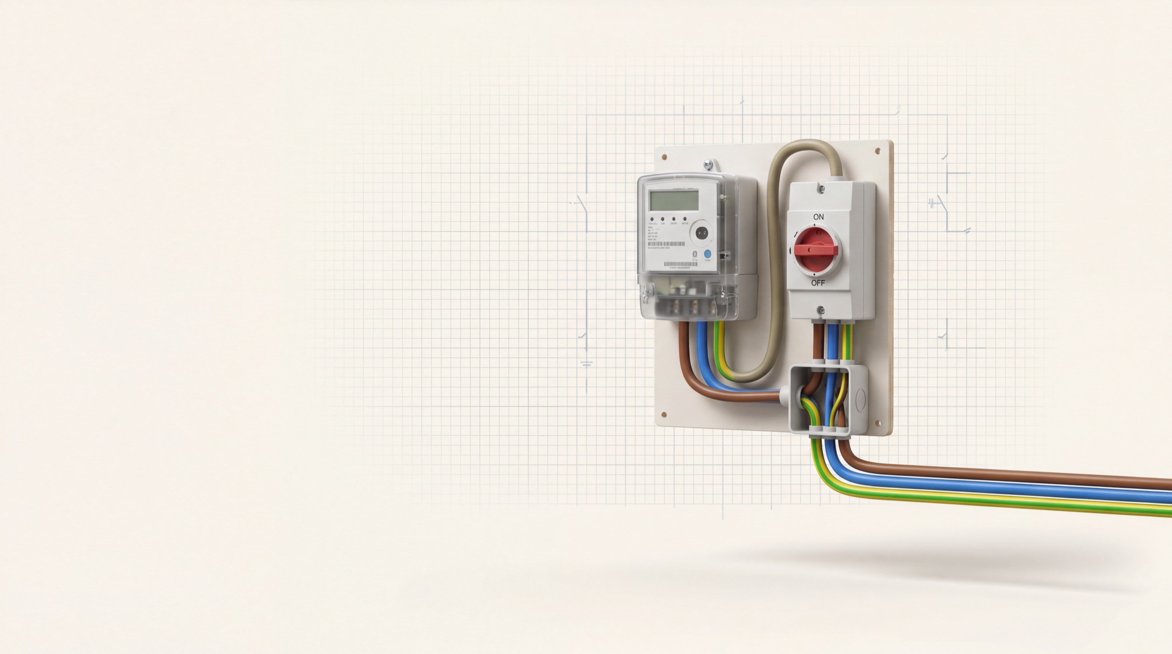 Electricity meter and main switch, where the home's power begins